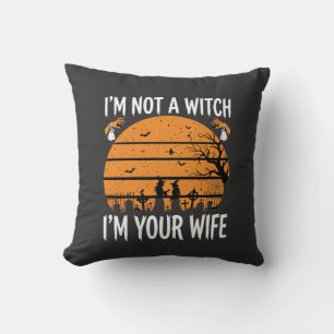 Lustiges Halloween-Hexenfrau-Friedhofs-Design Kissen