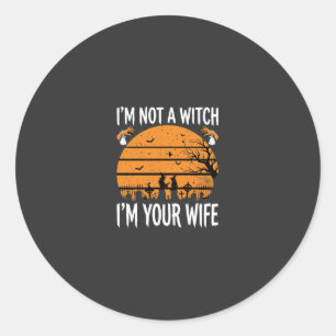 Lustiges Halloween-Hexenfrau-Friedhofs-Design Runder Aufkleber