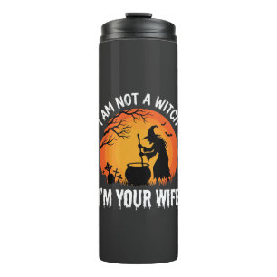 Lustiges Halloween-Hexenfrau-Kessel-Design Thermosbecher