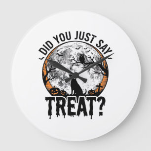 Lustiges Halloween-Hunde-Leckerli Vintage-Vector-D Große Wanduhr