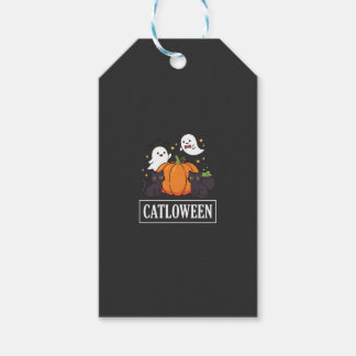 Lustiges Halloween-Katz-Geist-Kürbis-Design Catlow Geschenkanhänger