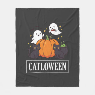 Lustiges Halloween-Katz-Geister-Kürbis-Design Catl Fleecedecke