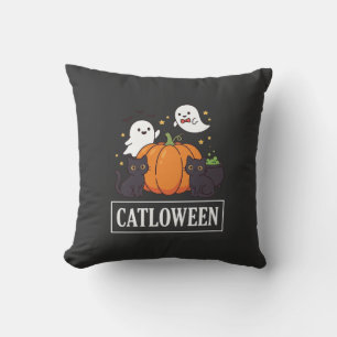 Lustiges Halloween-Katz-Geister-Kürbis-Design Catl Kissen