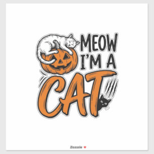 Lustiges Halloween-Katze-Kürbis-Typografie-Shirt-D Aufkleber