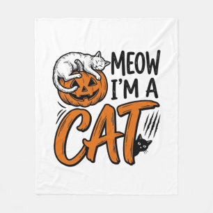 Lustiges Halloween-Katze-Kürbis-Typografie-Shirt-D Fleecedecke