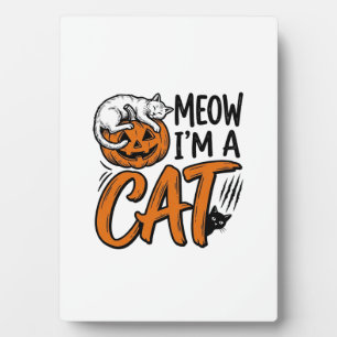 Lustiges Halloween-Katze-Kürbis-Typografie-Shirt-D Fotoplatte