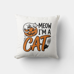 Lustiges Halloween-Katze-Kürbis-Typografie-Shirt-D Kissen