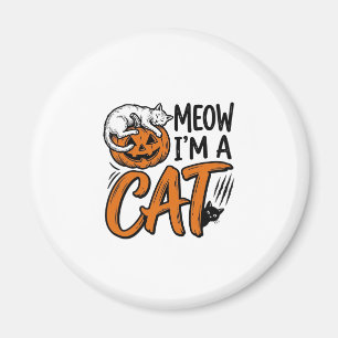 Lustiges Halloween-Katze-Kürbis-Typografie-Shirt-D Magnet