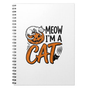 Lustiges Halloween-Katze-Kürbis-Typografie-Shirt-D Notizblock