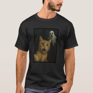 Lustiges Halloween-Katzen-Selfie mit spooky Geist T-Shirt