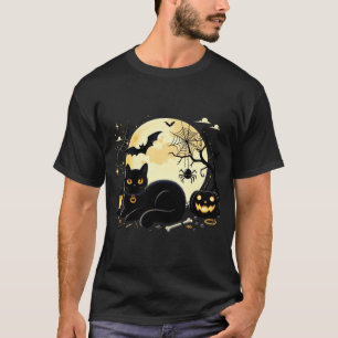 Lustiges Halloween-Katzenkostüm Kürbis-Katze Schwa T-Shirt