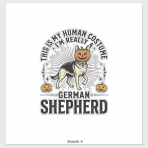 Lustiges Halloween-Kostüm für Deutsche Schäferhund Aufkleber