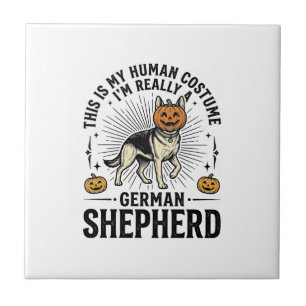 Lustiges Halloween-Kostüm für Deutsche Schäferhund Fliese