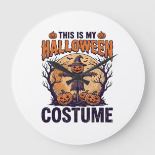 Lustiges Halloween-Kostüm Kürbis-Hexen-Shirt-Desig Große Wanduhr