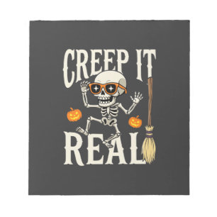 Lustiges Halloween-Kriech-Wirklich-Tanzendes-Skele Notizblock