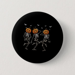 Lustiges Halloween-Kürbis-Tanz-Skelett-Kostüm W Button