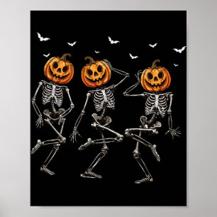 Lustiges Halloween-Kürbis-Tanz-Skelett-Kostüm W Poster