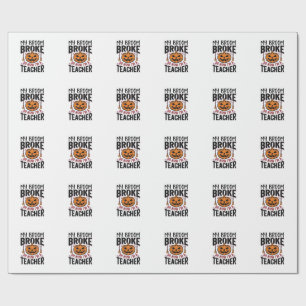 Lustiges Halloween-Lehrer-Besengin-Design_ Geschenkpapier