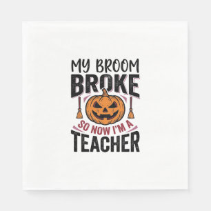 Lustiges Halloween-Lehrer-Besengin-Design_ Serviette