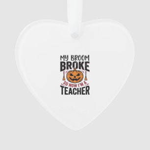 Lustiges Halloween-Lehrer-Besenginster-Vektor-Desi Ornament