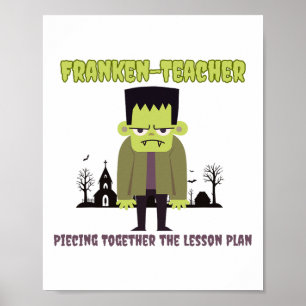 Lustiges Halloween-Lehrer-Shirt Franken-Lehrer Fra Poster