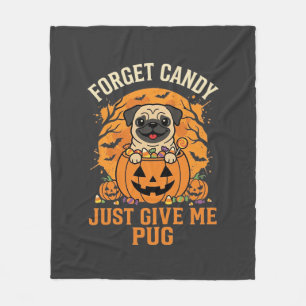 Lustiges Halloween-Mops-Süßigkeiten-Design_1 Fleecedecke