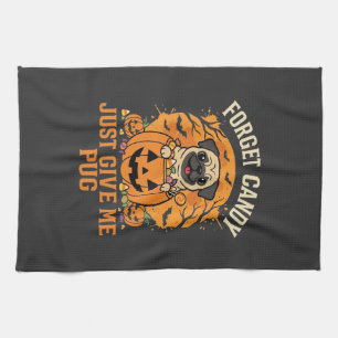 Lustiges Halloween-Mops-Süßigkeiten-Design_1 Geschirrtuch