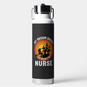 Lustiges Halloween-Nurse-Hexe-Besen-Kostüm-Grafik Trinkflasche