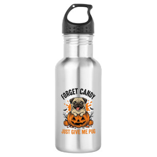 Lustiges Halloween Pug Vergiss Candy-Shirt-Design_ Edelstahlflasche