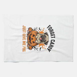 Lustiges Halloween Pug Vergiss Candy-Shirt-Design_ Geschirrtuch