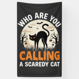 Lustiges Halloween schwarze Katze Angsthase Vektor Banner