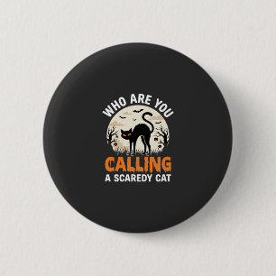 Lustiges Halloween schwarze Katze Angsthase Vektor Button