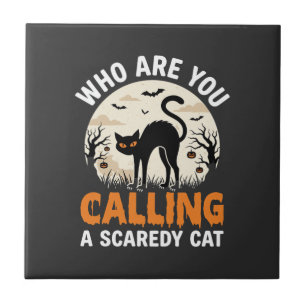 Lustiges Halloween-Schwarze-Katze-Angstkatze-Vekto Fliese