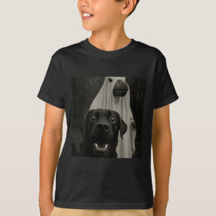 Lustiges Halloween-Selfie schwarzer Labradore mit T-Shirt