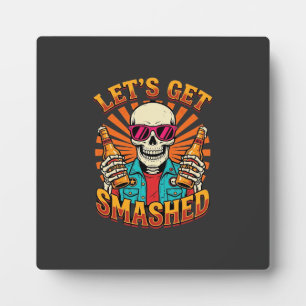 Lustiges Halloween-Skelett-Bier-Kaputt-Design_1 Fotoplatte