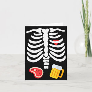 Lustiges Halloween-Skelett Bier- & Steak-Kostüm Karte
