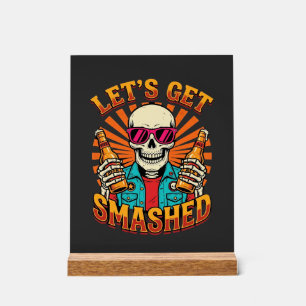 Lustiges Halloween-Skelett-Bier-Zerbrochen-Design_ Acrylschild