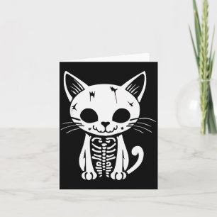 Lustiges Halloween-Skelett-Katzen-Kostüm Schädel C Karte