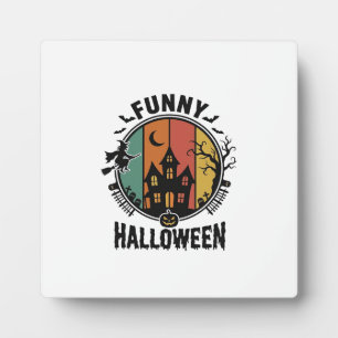 Lustiges Halloween Spukhaus Vintage Vektor Design Fotoplatte