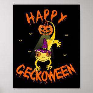 Lustiges Halloween Süßer Crested Eyelash Gecko Kür Poster