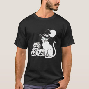 Lustiges Halloween und schwarze Katze auf Kürbis T-Shirt
