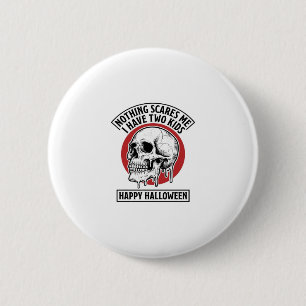 Lustiges Halloween Zwei Kinder Totenkopf T-Shirt D Button