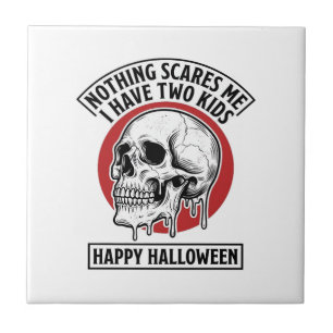 Lustiges Halloween Zwei Kinder Totenkopf T-Shirt D Fliese