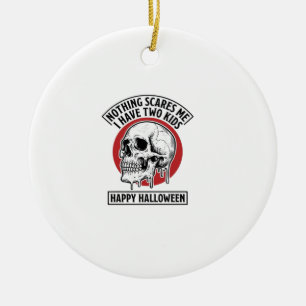 Lustiges Halloween Zwei Kinder Totenkopf T-Shirt D Keramik Ornament