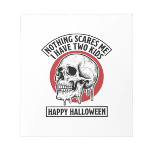 Lustiges Halloween Zwei Kinder Totenkopf T-Shirt D Notizblock