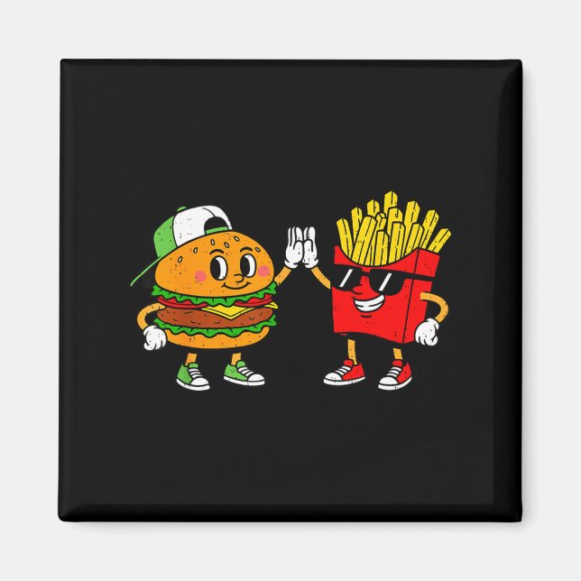 Lustiges Hamburger Pommes Frites Combo Snacks Fast Magnet (Vorne)