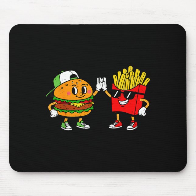 Lustiges Hamburger Pommes Frites Combo Snacks Fast Mousepad (Vorne)
