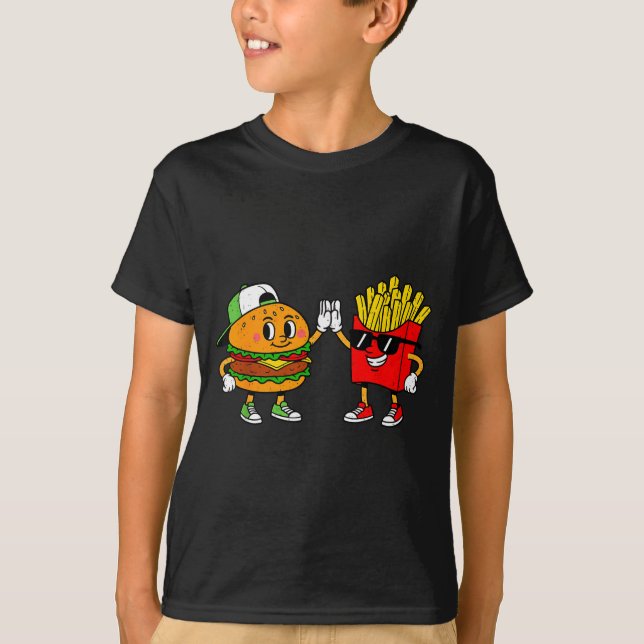 Lustiges Hamburger Pommes Frites Combo Snacks Fast T-Shirt (Vorderseite)