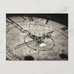 Lustiges Happy Birthday Alte Vintage-Uhr Postkarte