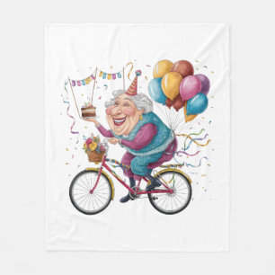 Lustiges Happy Birthday Oma Geschenk Radfahren Oma Fleecedecke